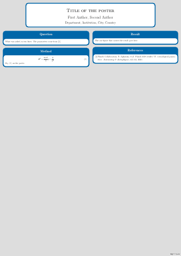 Page 1 of the Poster (tikzposter) template as it compiles in Papers