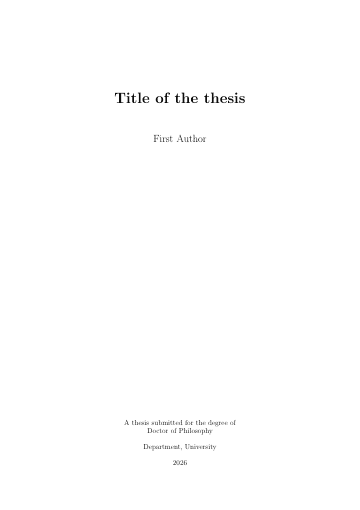 Page 1 of the Thesis template as it compiles in Papers