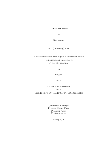 Page 1 of the University of California thesis template as it compiles in Papers