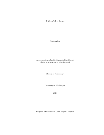 Page 1 of the University of Washington thesis template as it compiles in Papers